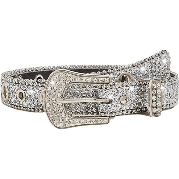 NociHah Rhinestone Western Cowgirl Vintage Bling Studded Leather Diamond Belt main image 4